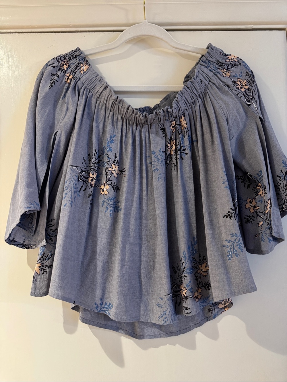 Astr Lavender Blue Off-Shoulder Floral Blouse